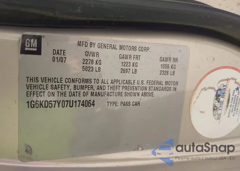 2007 Cadillac Dts Luxury I из США, поврежденный, VIN 1G6KD57Y07U174064